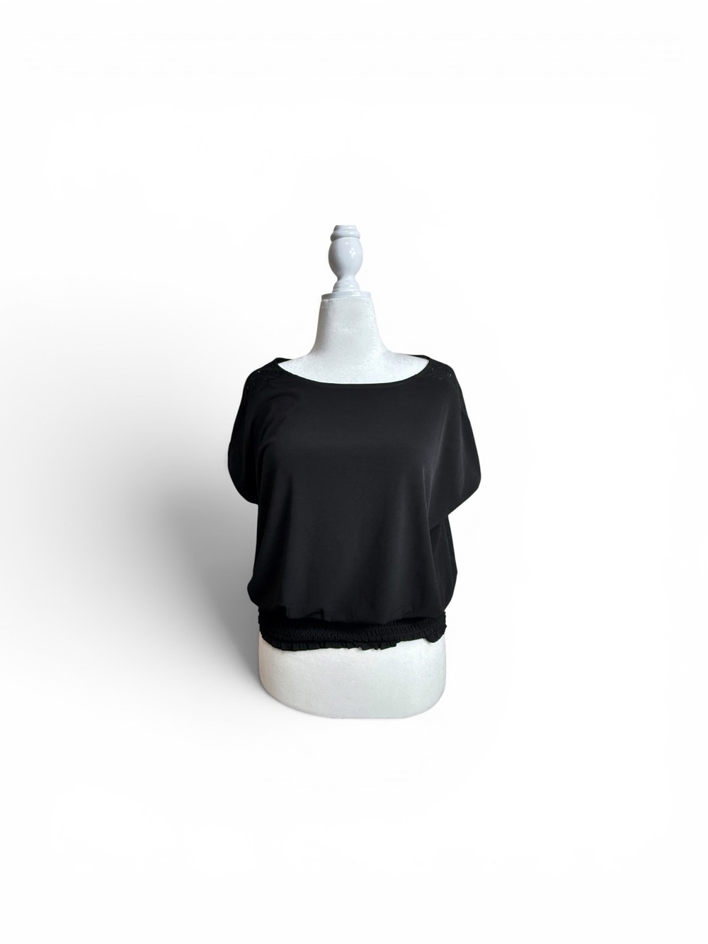 Michael Kors Black Short Sleeve Top with pattern sleeves size XL